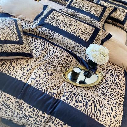 DecorBites™ Leopard Print Velvet Bedding Set: Duvet Cover, Bed Sheet, Pillowcases