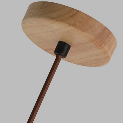 DecorBites™ LED Pendant Lamp with Wood Canopy & White Glass Chandelier - Yellow Travertine Kitchen Bedroom Lighting