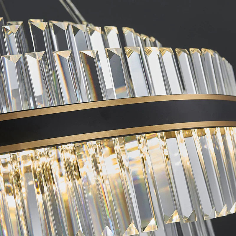 Lámpara de araña de cristal LED negra DecorBites™ para comedor, diseño de lujo