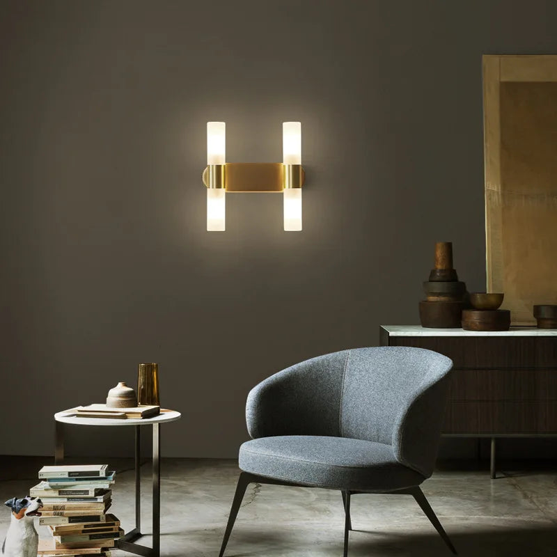 Lámpara de pared de acrílico en latón dorado Decorbites™ con bombilla G9 para iluminación de baño y dormitorio