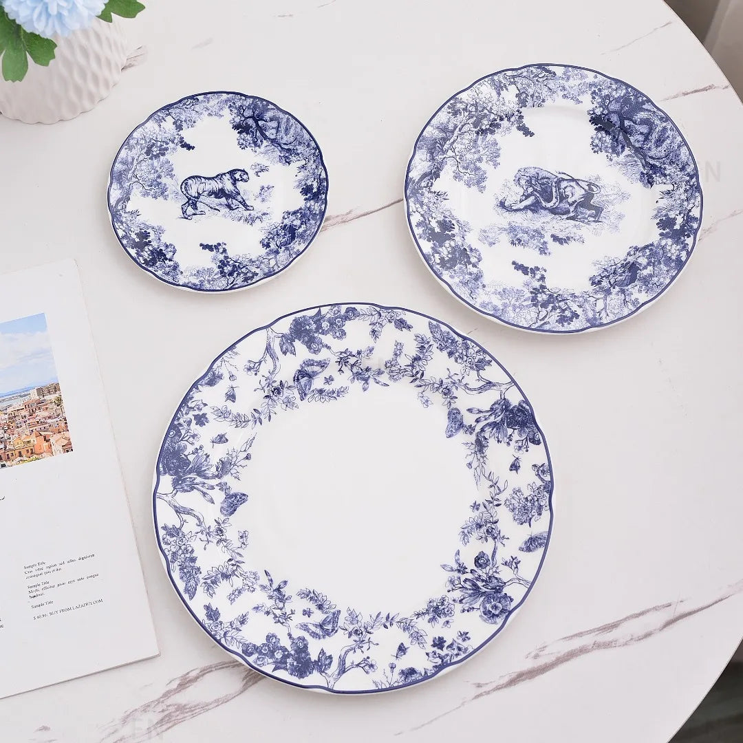 DecorBites™ Jungle Bone China Dinner Plates, Dessert Tray, Snack Dish - Tableware Dinnerware