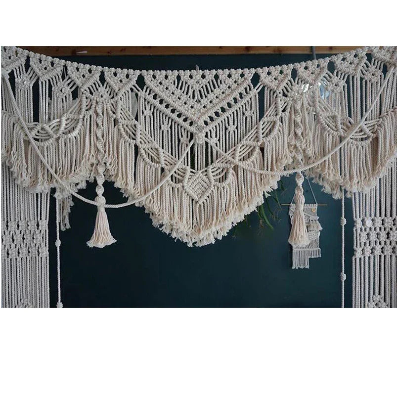 Decobites Macrame Cotton Wedding Tapestry Window Curtain Wall Hanging Boho Decor