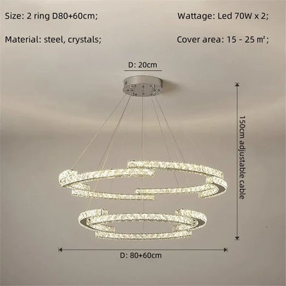 DecorBites™ Crystal LED Chandelier Pendant Light Modern Luxury Foyer Ceiling Lamp