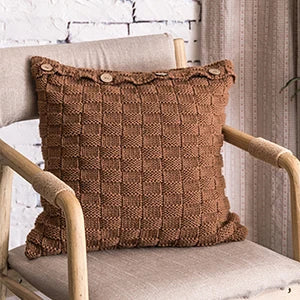 DecorBites™ Knit Pillow Cover Nordic Style Button Open Grey Ivory Coffee