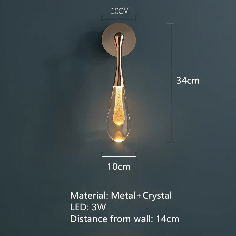DecorBites™ Golden Water Droplets Crystal Wall Lights for Bedroom, Stairs, Restaurant