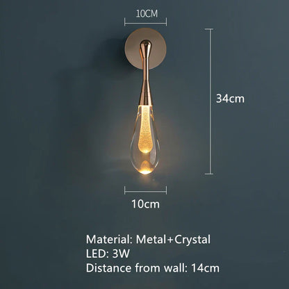 DecorBites™ Golden Water Droplets Crystal Wall Lights for Bedroom, Stairs, Restaurant