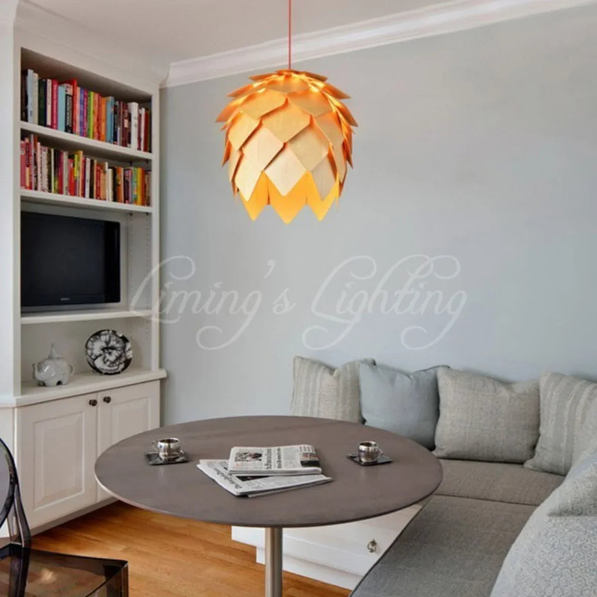 Nordic Oak Pinecone Wood Pendant Light