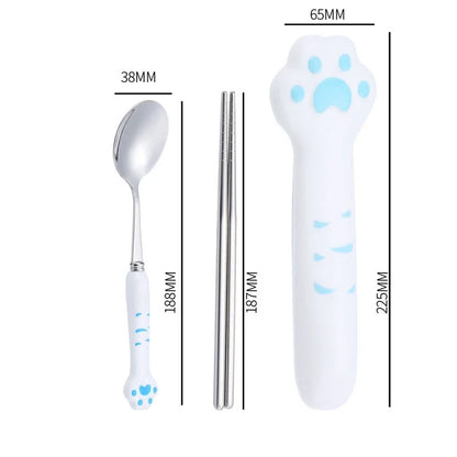 DecorBites™ Kawaii Cat Claw Cutlery Set for Kids - Portable Outdoor Tableware Kit