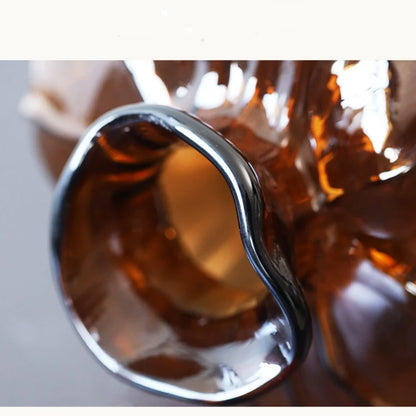 DecorBites™ Brown Wavy Grain Glass Vase Terrarium Flower Home Decor Bottle