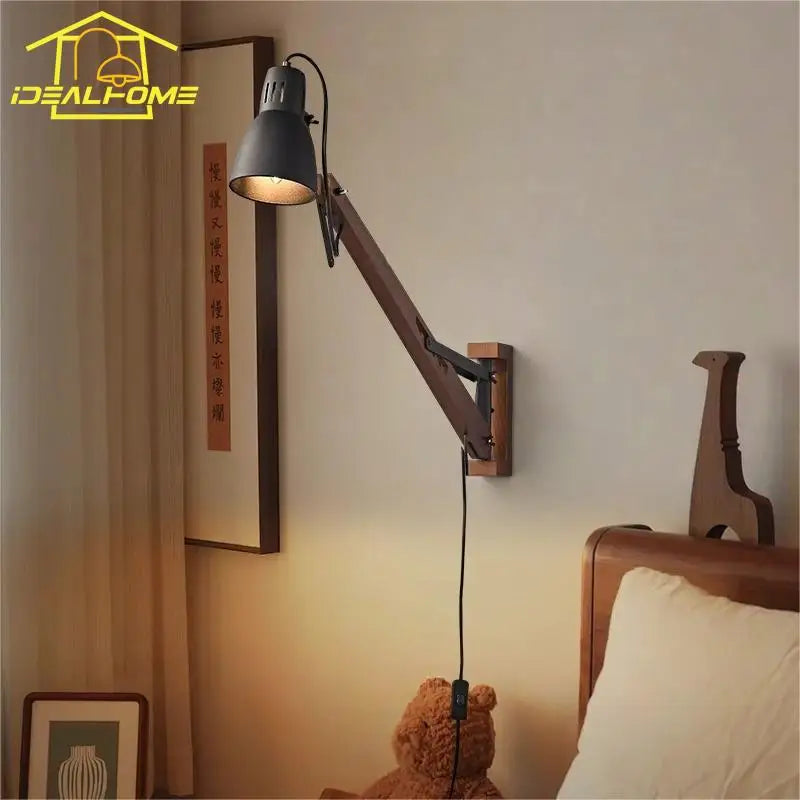 Wood Swing Arm Lamp
