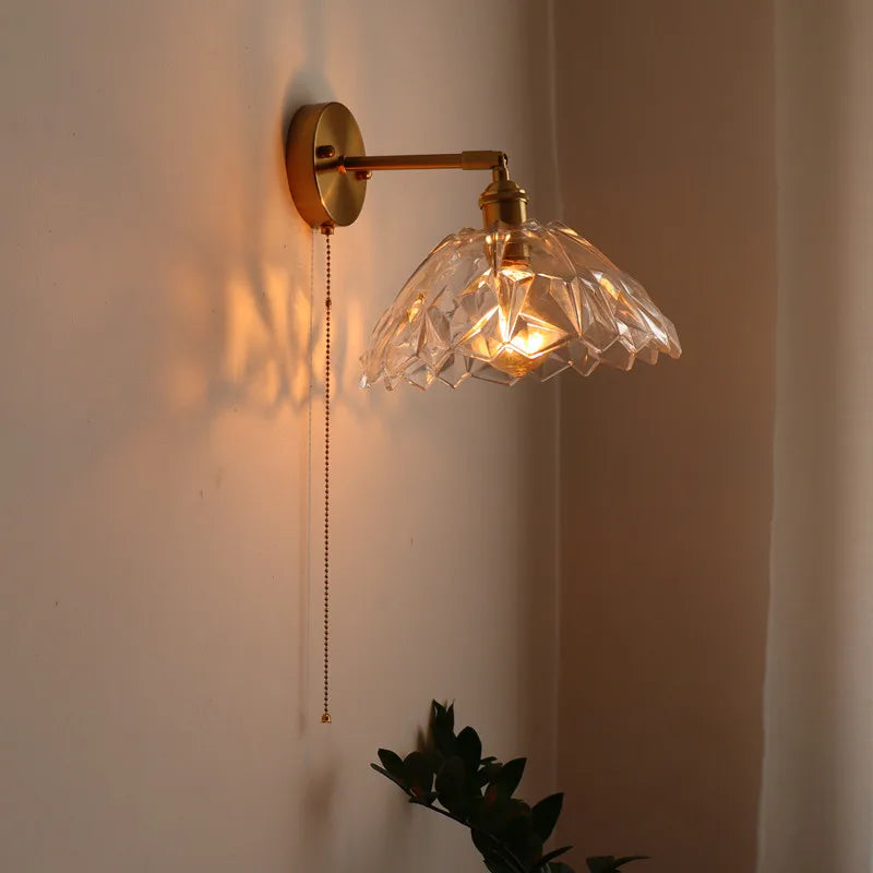 DecorBites™ Japanese Style LED Glass Copper Wall Lamp Sconce for Restaurant, Bar, Bedroom, Bathroom