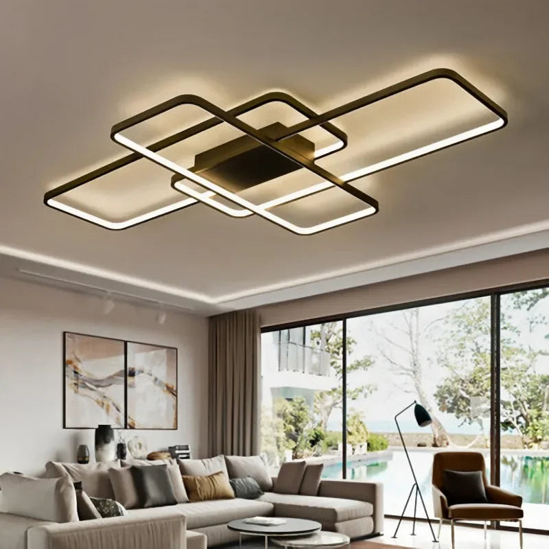 Nordic Square Led Ceiling Lights  for living dining room kitchen Bedroom black Ceiling lamp home decor lusters Light fixture