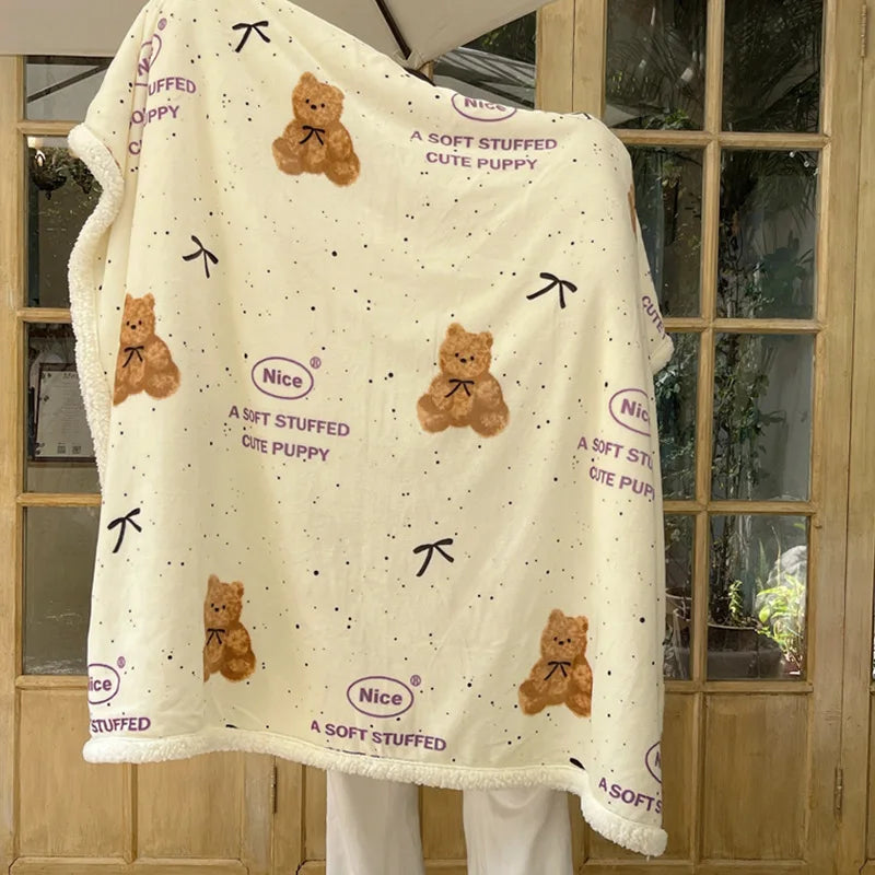 DecorBites™ Lamb Nap Cartoon Coral Velvet Blanket: Super Soft, Thick, and Cute for Winter