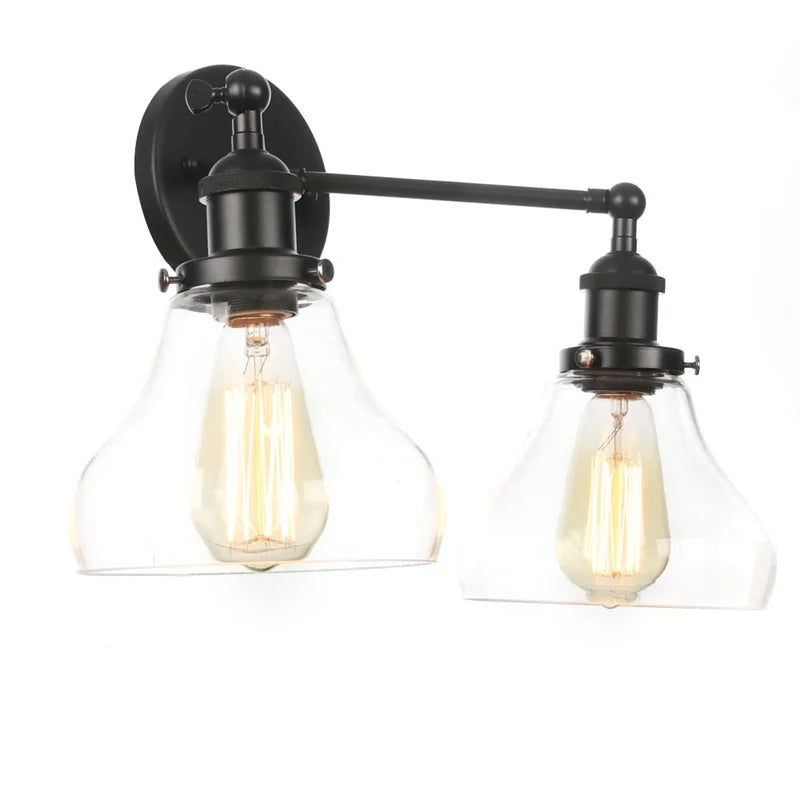 DecorBites™ Black LED Wall Sconce 2-Head Lamp for Bedroom Bathroom Mirror