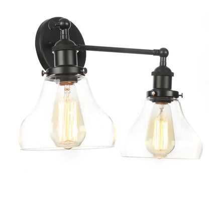 DecorBites™ Black LED Wall Sconce 2-Head Lamp for Bedroom Bathroom Mirror