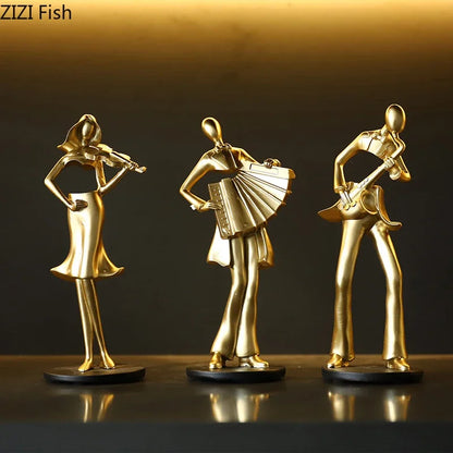 DecorBites™ Accordion Musician Resin Sculpture for Aesthetic Room Decor