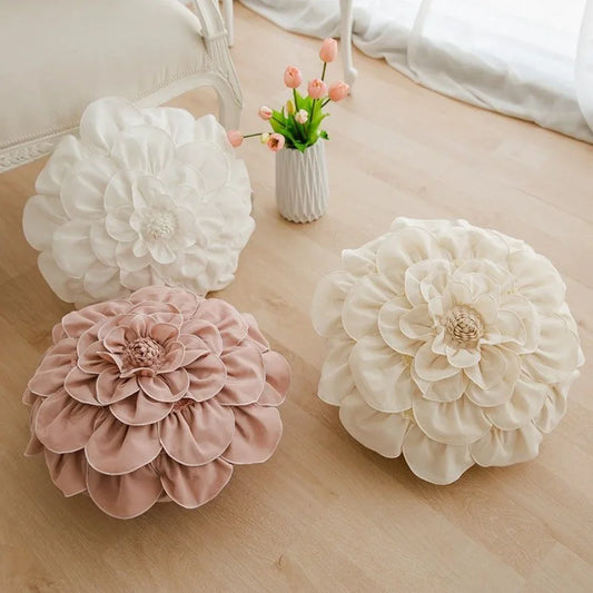 DecorBites™ 3D Flowers Pillows - White Petal Cushions for Home Decor in 50x50cm Size