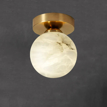 DecorBites™ Golden Brass LED Marble Ball Ceiling Lamp for Restroom, Bedroom, Balcony, Aisle