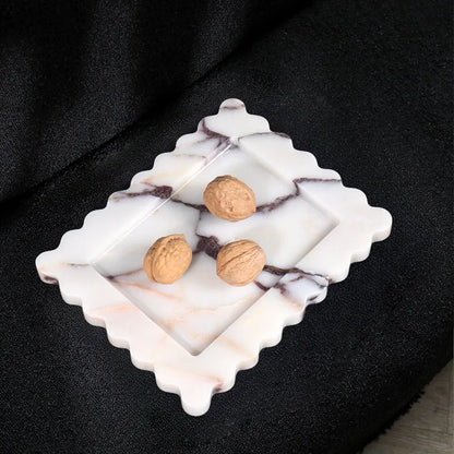 DecorBites™ Calacatta Viola Marble Tray: Luxury Vanity & Kitchen Decor Tray