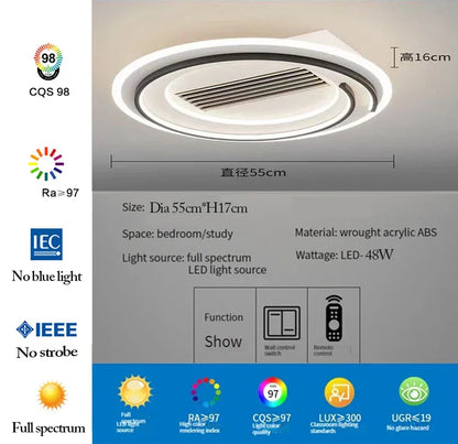 DecorBites™ LED Bladeless Ceiling Fan with Remote Control for Modern Living Room