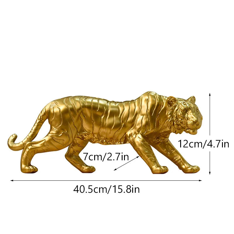 DecorBites™ Golden Tiger Resin Figurines for Home & Office Decor Miniature Ornaments & Collectibles
