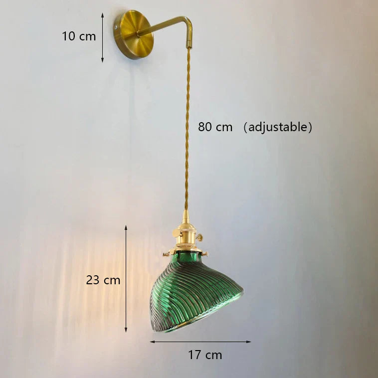 DecorBites™ Green Glass LED Chandelier: Minimalist Brass Hanging Lights