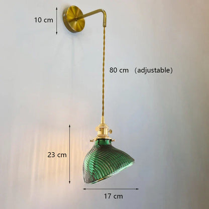 DecorBites™ Green Glass LED Chandelier: Minimalist Brass Hanging Lights
