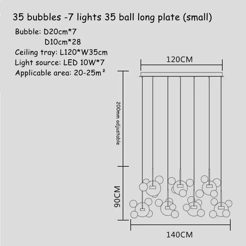DecorBites™ Glass Bubble Chandelier: Modern Art Deco Customized Indoor Decor Light