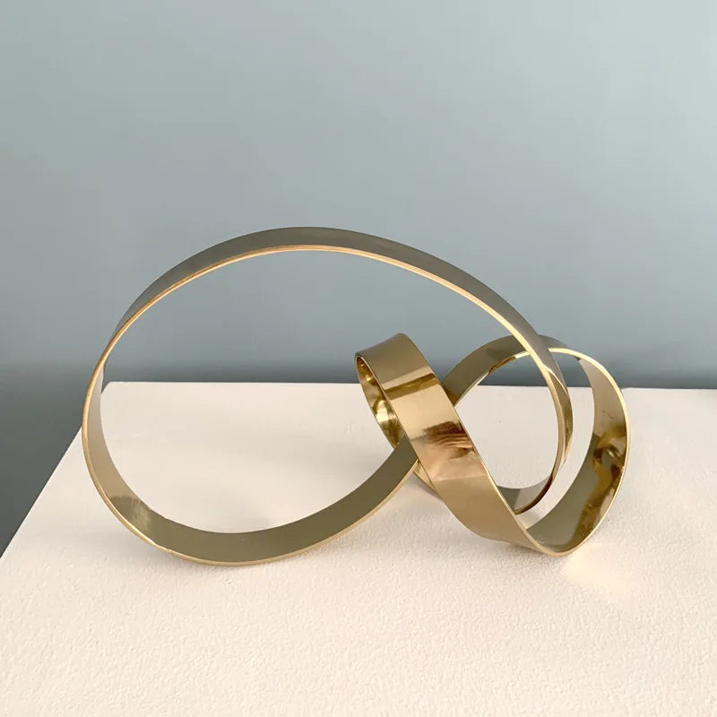 ديكوربايتس™ - تمثال معدني على شكل عقدة تجريدية بشريط ذهبي لتزيين الغرفة