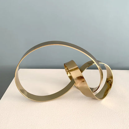 ديكوربايتس™ - تمثال معدني على شكل عقدة تجريدية بشريط ذهبي لتزيين الغرفة