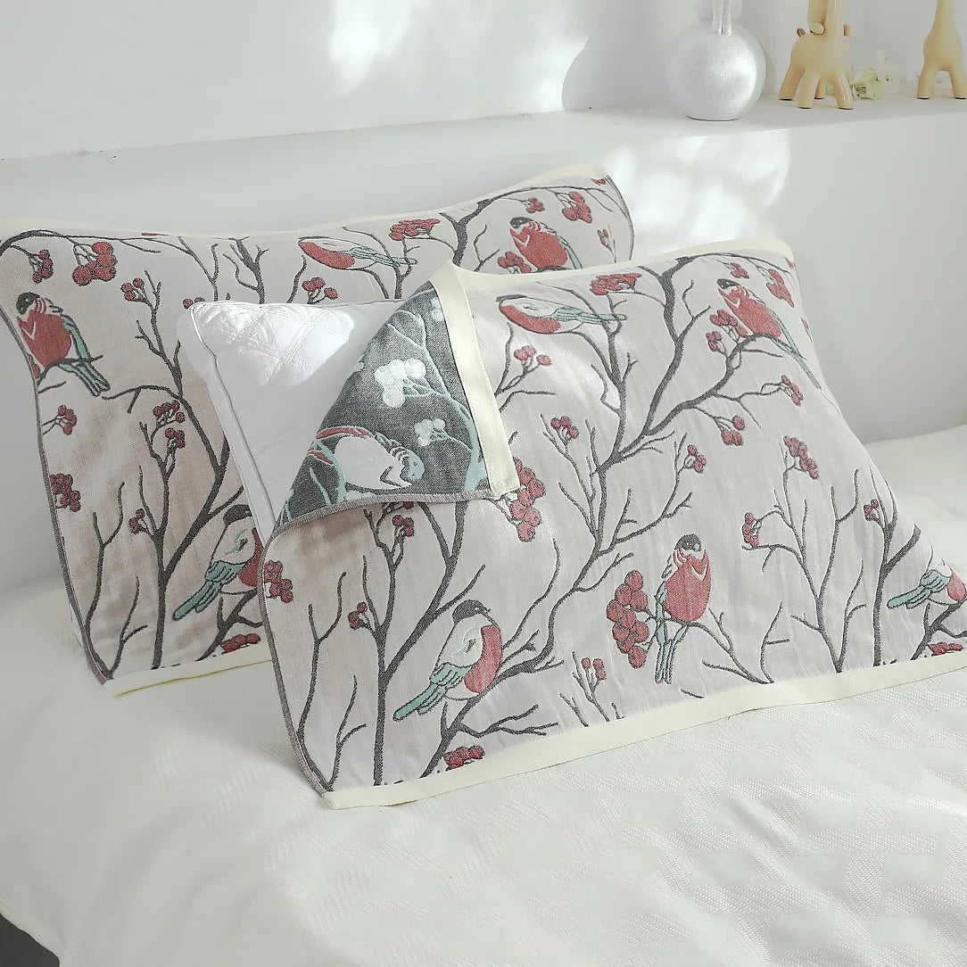 Decorbites™ Kissenhandtuch mit Spitzenbesatz - Doppelseitig Garngefärbter Jacquard - 52*75 CM - Fünfschichtige Baumwollgaze