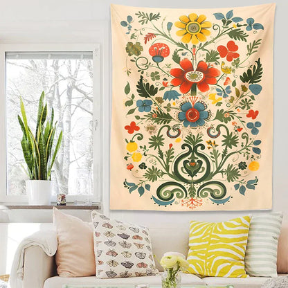 Decobites Floral Tapestry Wall Hanging: Celestial Flower Decor for Living Room & Bedroom