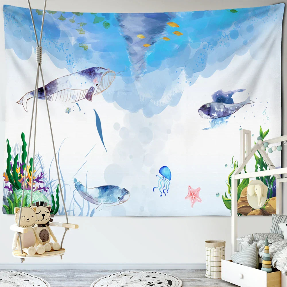 Decobites Dream Whale Tapestry Wall Hanging for Kids Room and Home Decor