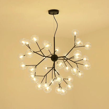 Lámpara de araña redonda de cristal Heracleum Firefly de DecorBites™ - Iluminación de lujo para escaleras y comedor