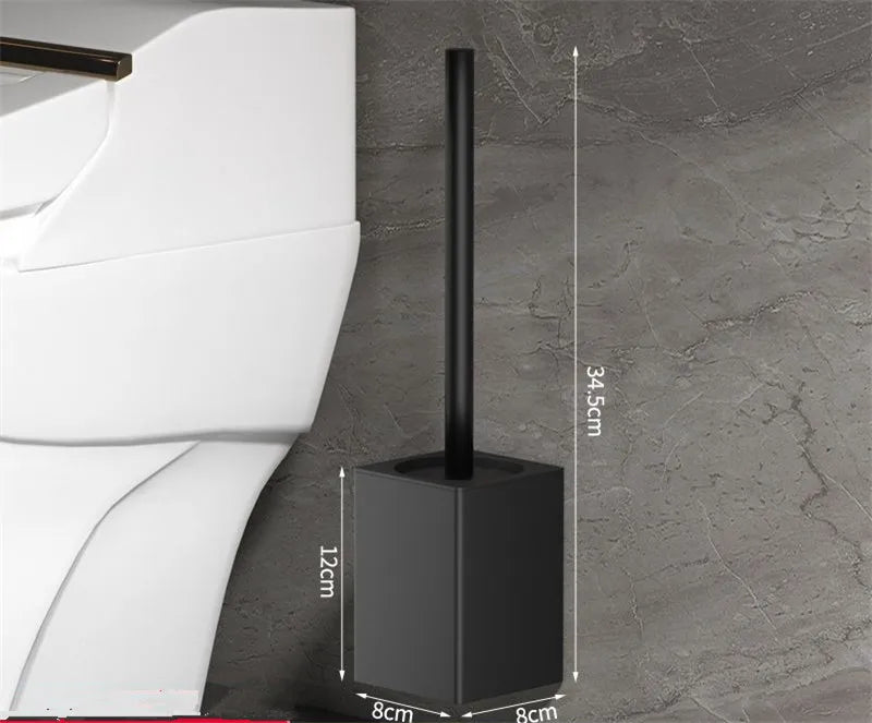 DecorBites™ Black Aluminum Toilet Brush Holder Set with Scrub Brush
