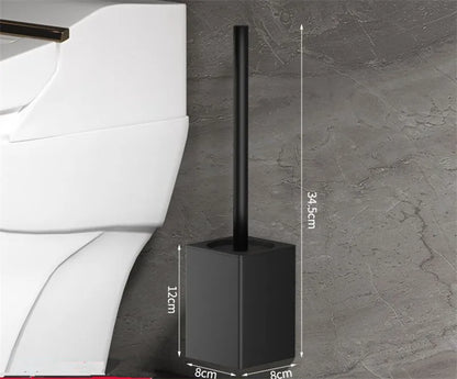 DecorBites™ Black Aluminum Toilet Brush Holder Set with Scrub Brush