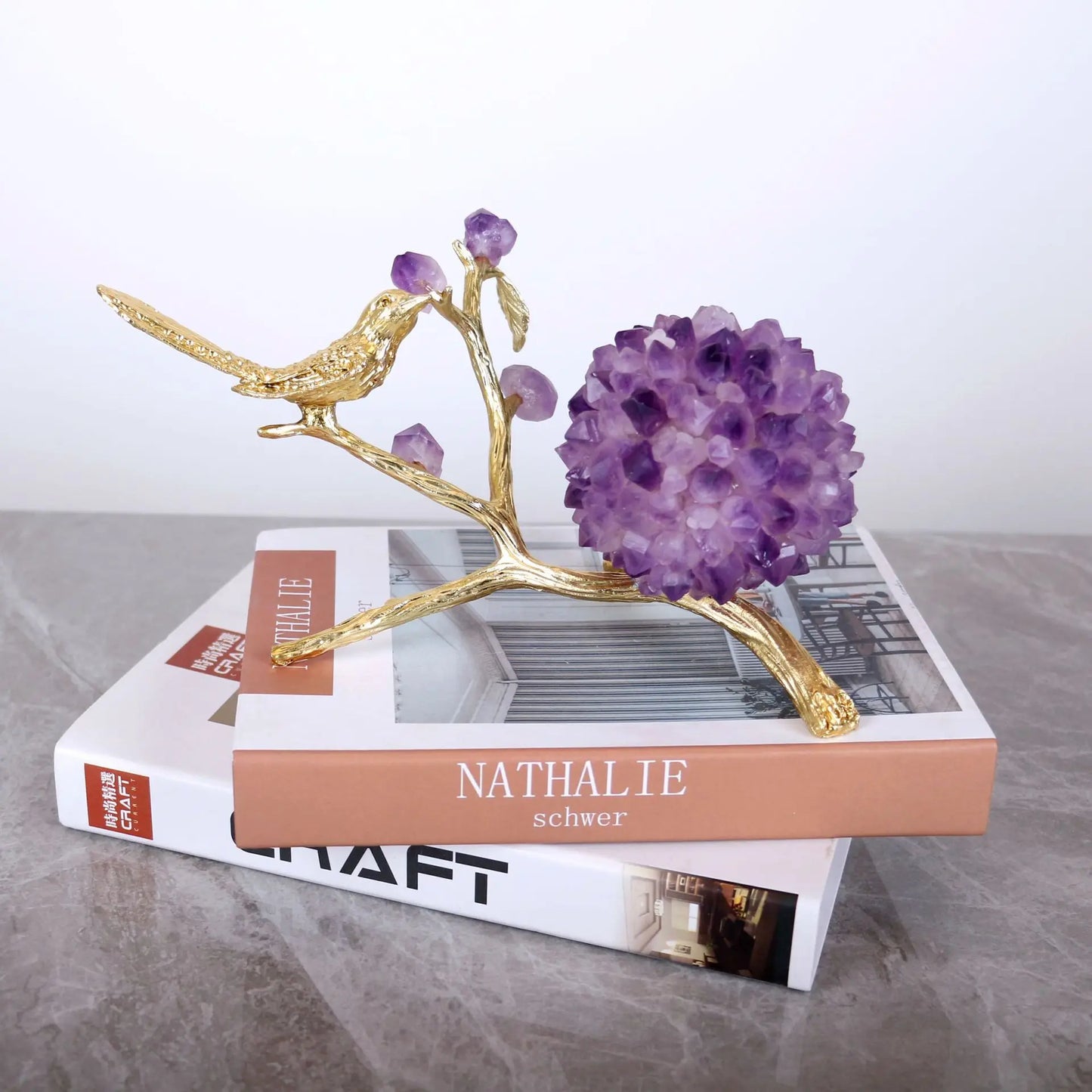 ديكور مكتب DecorBites™ على شكل كرة زهرة الجمشت على شكل طائر