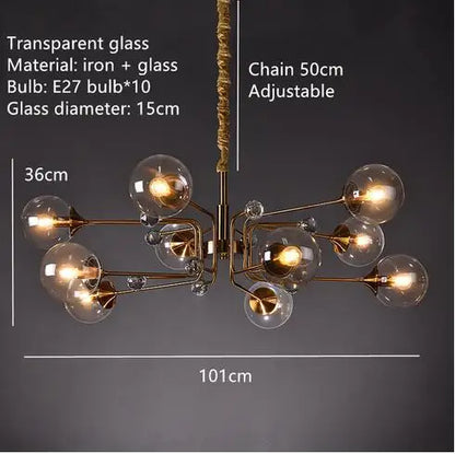 Decorbites™ Glasblasen-Kronleuchter: Vintage-Industrielle Beleuchtung für Wohnzimmer, Schlafzimmer und Küche