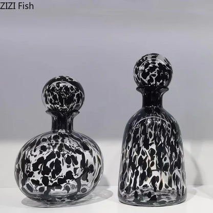 DecorBites™ Leopard Texture Glass Vase: Modern Floral Vase for Chic Room Decor