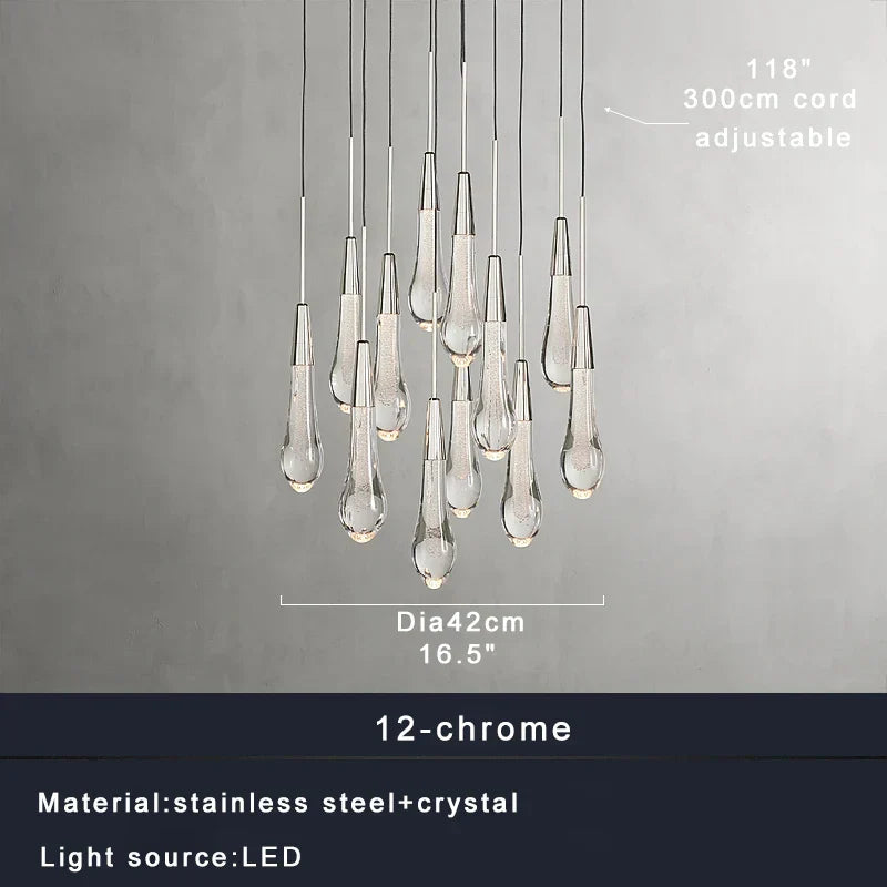 DecorBites™ Crystal Water-drop Ceiling Chandelier: Elegant Dining Table Lighting Fixture