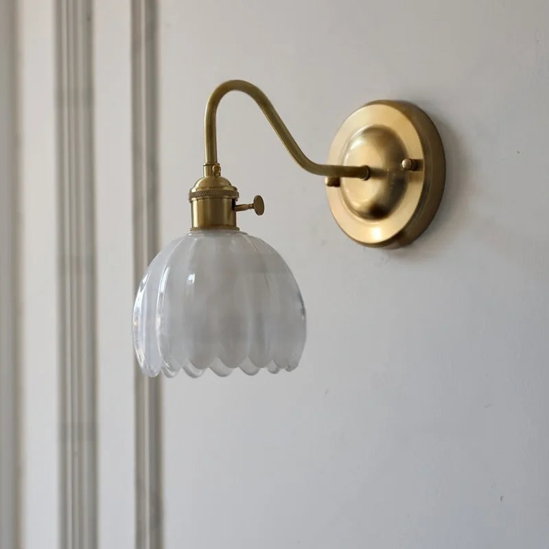 DecorBites™ Glass Copper Knob Switch LED Wall Sconce - Modern Nordic Design