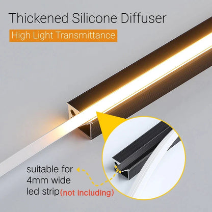 شريط ديكوربايتس™ بإضاءة خلفية LED بزاوية 45 درجة مع غطاء ناشر من السيليكون