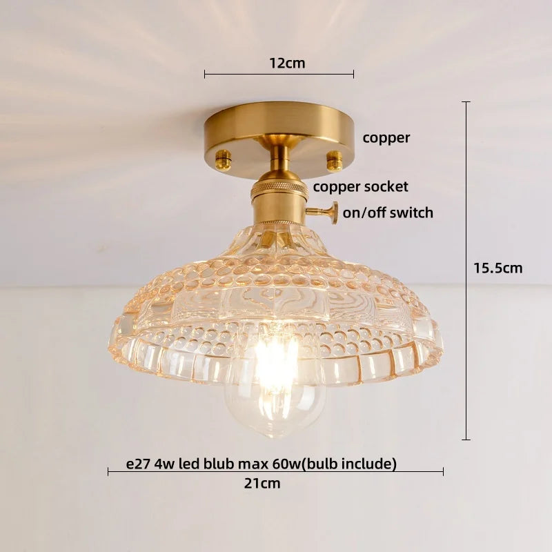 DecorBites™ Amber Glass LED Ceiling Lights Modern Nordic Kitchen Living Room Lighting