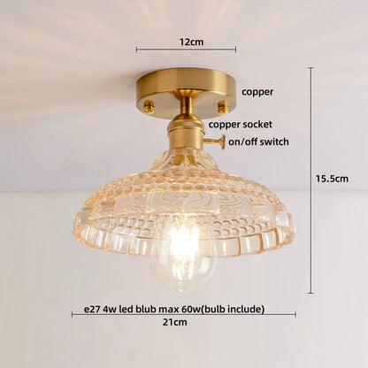 DecorBites™ Amber Glass LED Ceiling Lights Modern Nordic Kitchen Living Room Lighting
