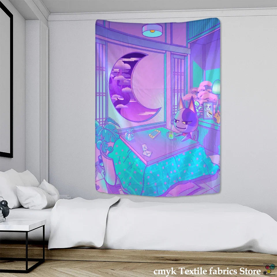 Decobites Witch Anime House Tapestry Wall Hanging - Kawaii Architecture Home Decor