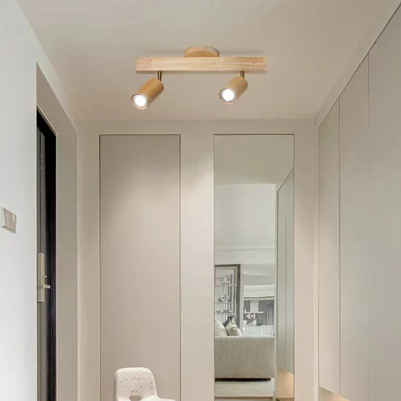 DecorBites™ LED Ceiling Lamp: Modern Wood Design with Spotlight for Various Spaces