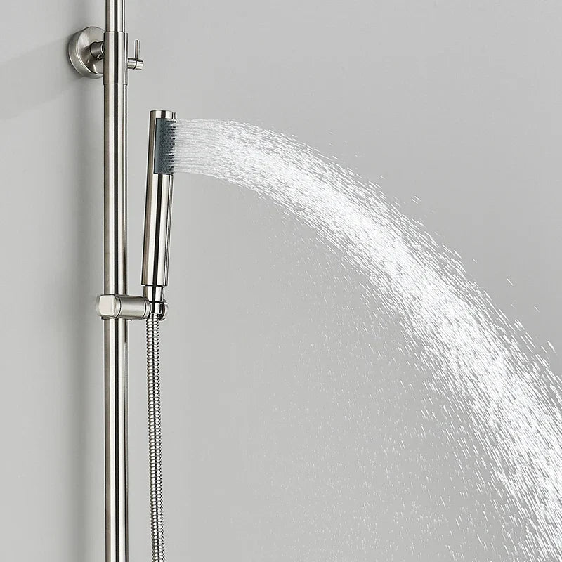 DecorBites™ Brushed Nickel Rainfall Shower System with Hot Cold Mixer for Wall Mount