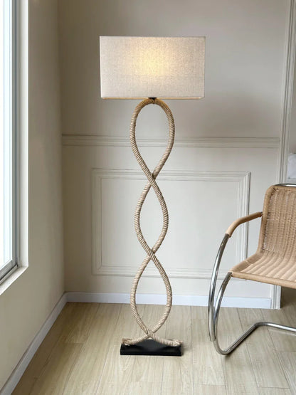 DecorBites™ Hemp Rope Fabric Shade LED Floor Lamp for Home Decor