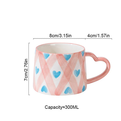 Taza de cerámica con forma de corazón DecorBites™: Taza de café pintada a mano, ideal como regalo de San Valentín.