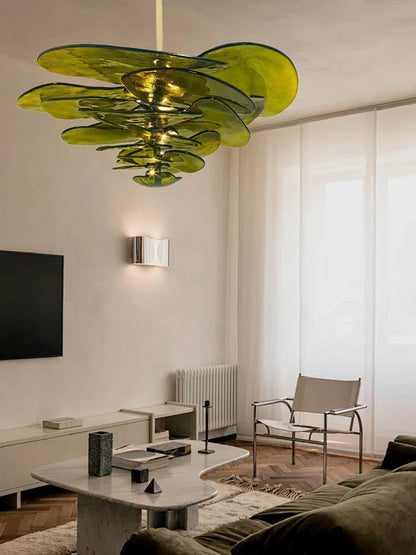 Decorbites™ Grüne Blatt Glas Deckenleuchter - Elegante Vintage-Lüster für Wohnzimmer- und Esszimmer-Dekoration
